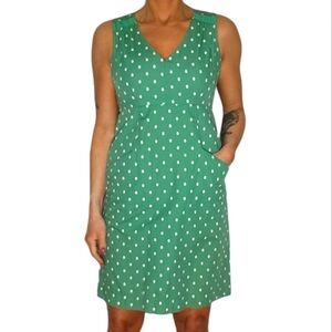 Joules Original Midi Dress Size 6 Polka Dots Green Pockets